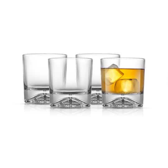 JoyJolt; JoyJolt® 10oz. Swish Crystal Basketball Double Old Fashioned Tumblers, 4ct.; Category:Bar Glasses; Image:1
